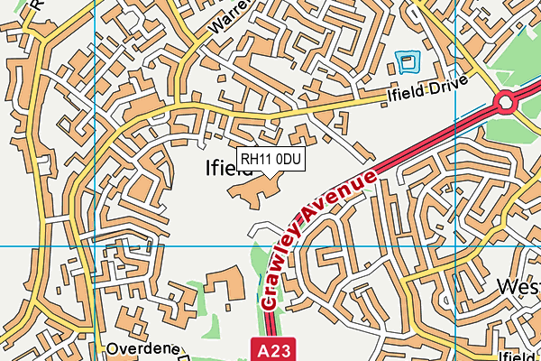 RH11 0DU map - OS VectorMap District (Ordnance Survey)