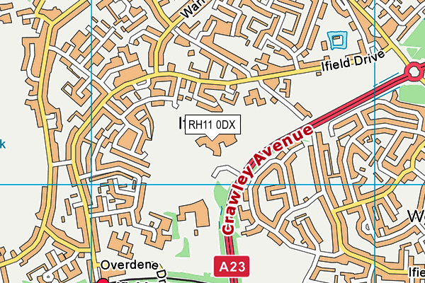 RH11 0DX map - OS VectorMap District (Ordnance Survey)