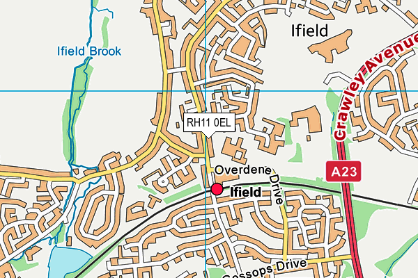 RH11 0EL map - OS VectorMap District (Ordnance Survey)