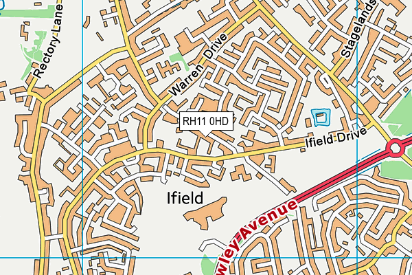 RH11 0HD map - OS VectorMap District (Ordnance Survey)