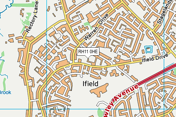 RH11 0HE map - OS VectorMap District (Ordnance Survey)