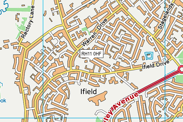 RH11 0HF map - OS VectorMap District (Ordnance Survey)