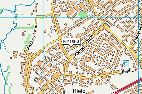 RH11 0HG map - OS VectorMap District (Ordnance Survey)