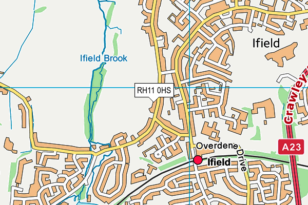 RH11 0HS map - OS VectorMap District (Ordnance Survey)