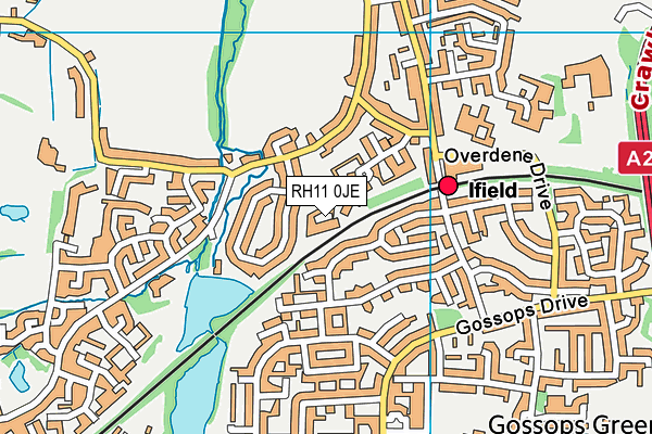 RH11 0JE map - OS VectorMap District (Ordnance Survey)