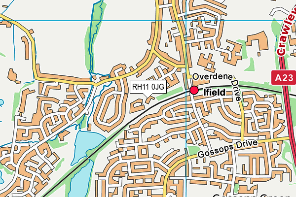 RH11 0JG map - OS VectorMap District (Ordnance Survey)