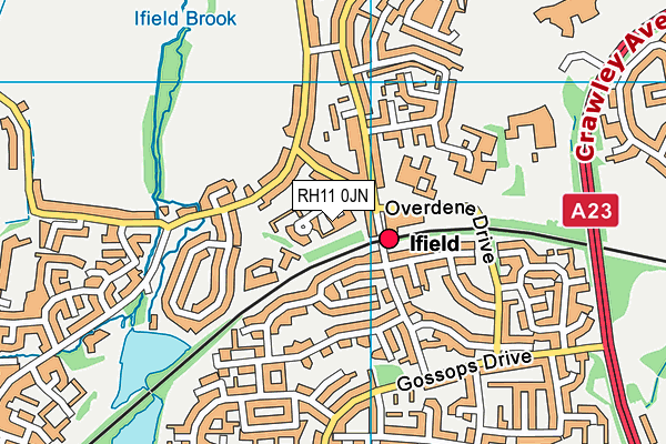RH11 0JN map - OS VectorMap District (Ordnance Survey)