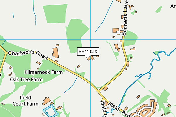 RH11 0JX map - OS VectorMap District (Ordnance Survey)