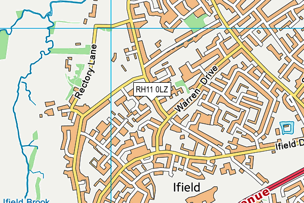 RH11 0LZ map - OS VectorMap District (Ordnance Survey)