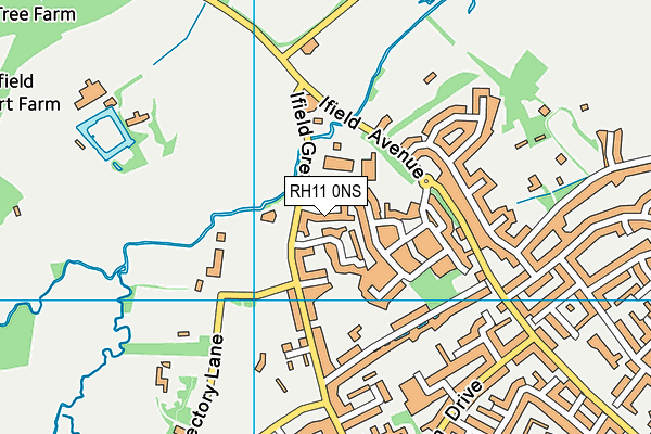 RH11 0NS map - OS VectorMap District (Ordnance Survey)