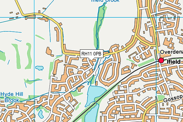 RH11 0PB map - OS VectorMap District (Ordnance Survey)