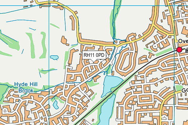 RH11 0PD map - OS VectorMap District (Ordnance Survey)