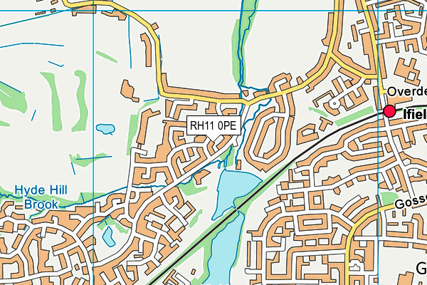 RH11 0PE map - OS VectorMap District (Ordnance Survey)