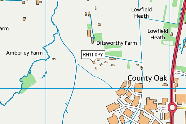 RH11 0PY map - OS VectorMap District (Ordnance Survey)