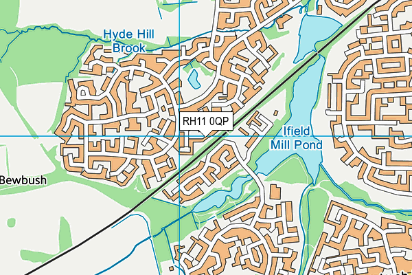 RH11 0QP map - OS VectorMap District (Ordnance Survey)