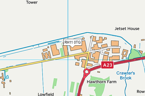 RH11 0TG map - OS VectorMap District (Ordnance Survey)