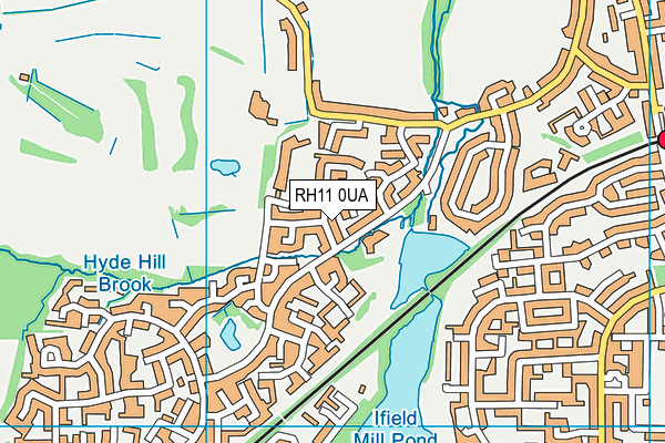 RH11 0UA map - OS VectorMap District (Ordnance Survey)