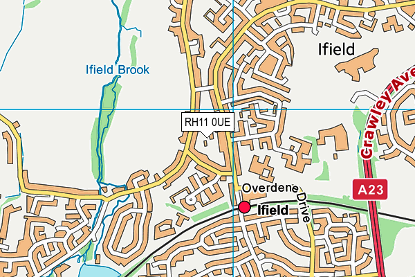 RH11 0UE map - OS VectorMap District (Ordnance Survey)