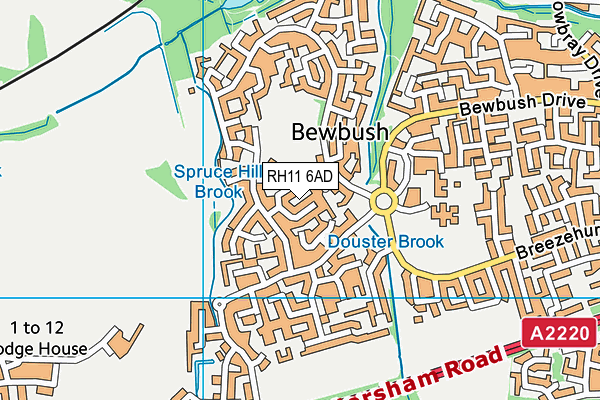 RH11 6AD map - OS VectorMap District (Ordnance Survey)