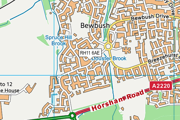 RH11 6AE map - OS VectorMap District (Ordnance Survey)