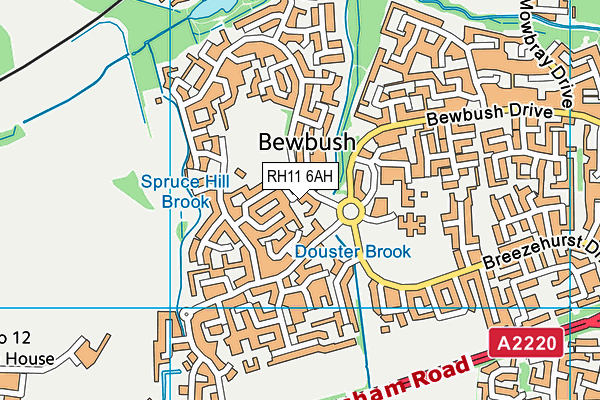 RH11 6AH map - OS VectorMap District (Ordnance Survey)