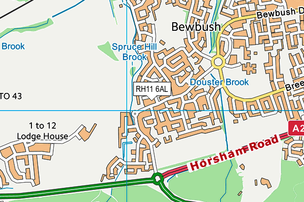RH11 6AL map - OS VectorMap District (Ordnance Survey)