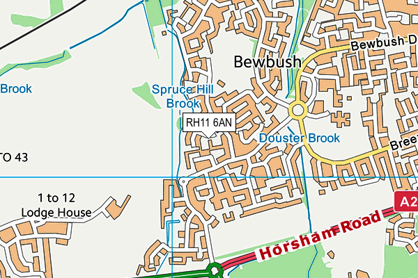 RH11 6AN map - OS VectorMap District (Ordnance Survey)