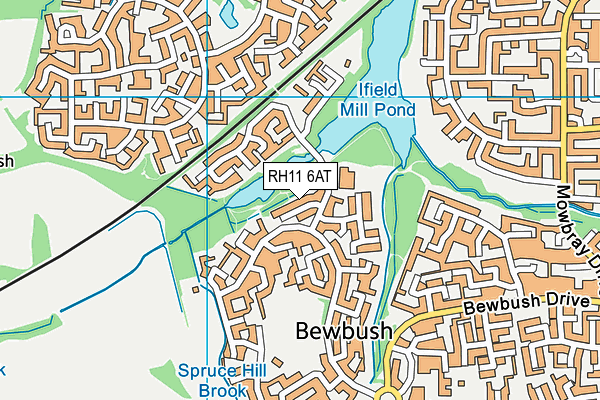 RH11 6AT map - OS VectorMap District (Ordnance Survey)