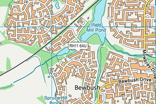 RH11 6AU map - OS VectorMap District (Ordnance Survey)