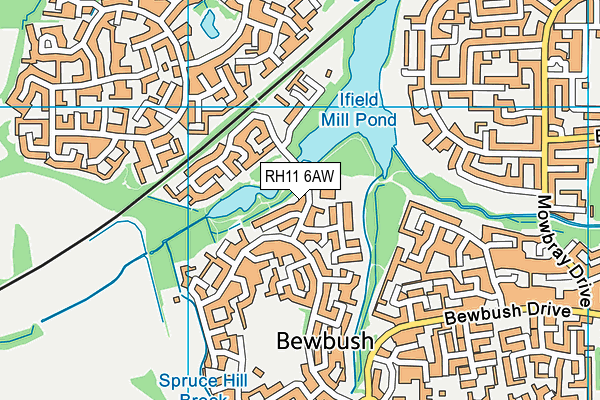 RH11 6AW map - OS VectorMap District (Ordnance Survey)
