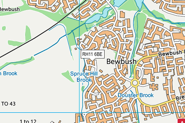 RH11 6BE map - OS VectorMap District (Ordnance Survey)