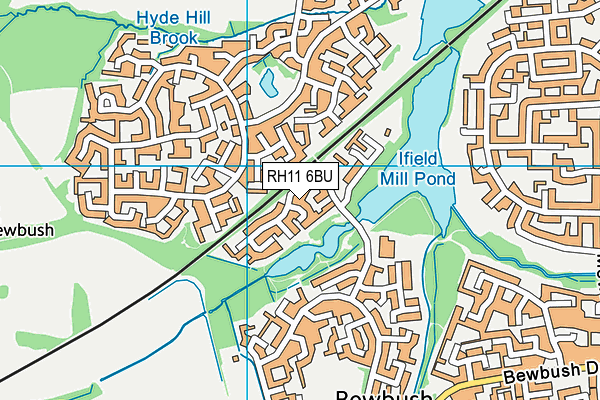 RH11 6BU map - OS VectorMap District (Ordnance Survey)