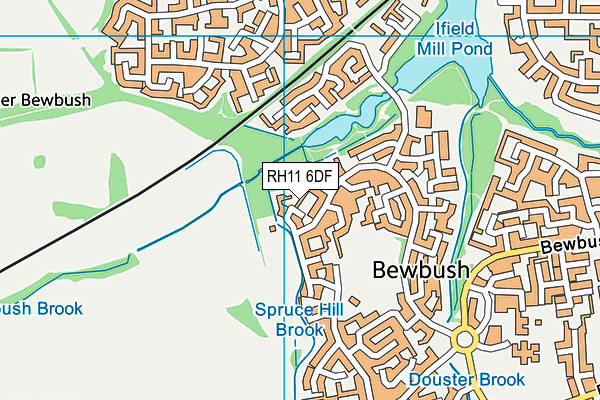 RH11 6DF map - OS VectorMap District (Ordnance Survey)