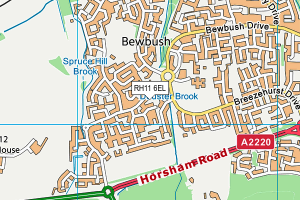 RH11 6EL map - OS VectorMap District (Ordnance Survey)