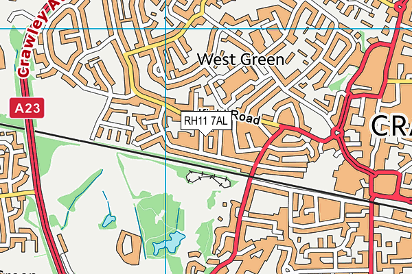 RH11 7AL map - OS VectorMap District (Ordnance Survey)