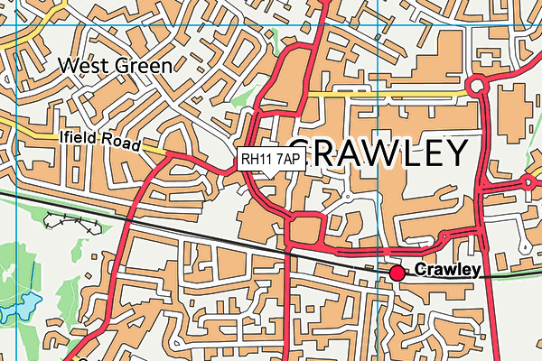 RH11 7AP map - OS VectorMap District (Ordnance Survey)