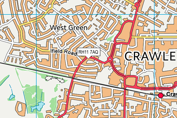 RH11 7AQ map - OS VectorMap District (Ordnance Survey)