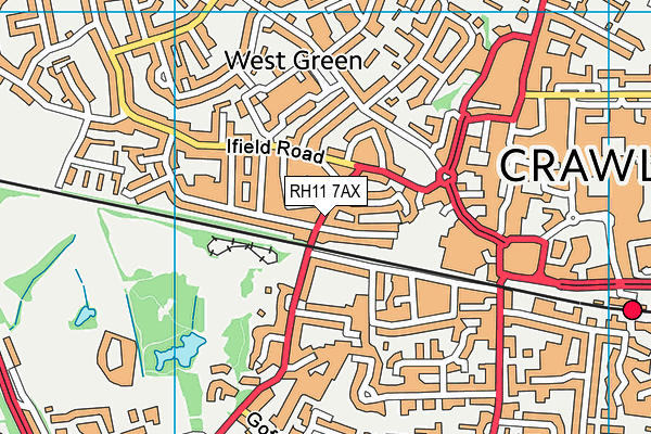 RH11 7AX map - OS VectorMap District (Ordnance Survey)