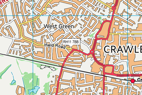 RH11 7BB map - OS VectorMap District (Ordnance Survey)