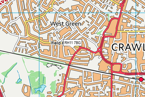 RH11 7BG map - OS VectorMap District (Ordnance Survey)