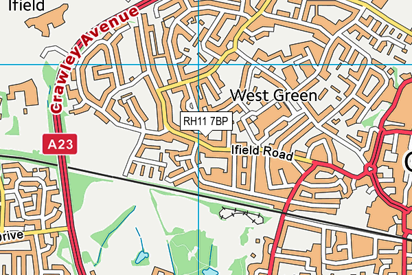 RH11 7BP map - OS VectorMap District (Ordnance Survey)