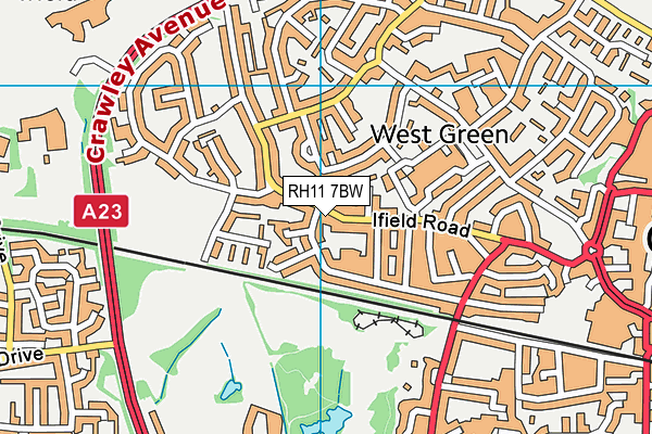 RH11 7BW map - OS VectorMap District (Ordnance Survey)