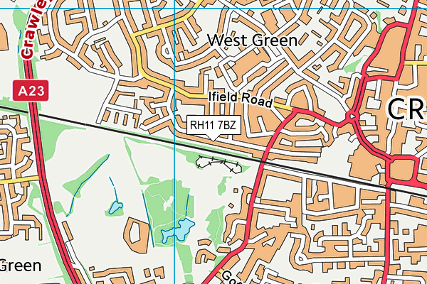 RH11 7BZ map - OS VectorMap District (Ordnance Survey)