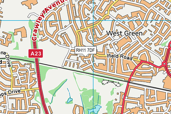 RH11 7DF map - OS VectorMap District (Ordnance Survey)