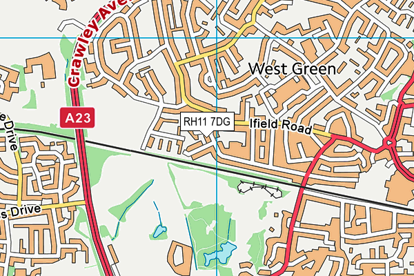 RH11 7DG map - OS VectorMap District (Ordnance Survey)