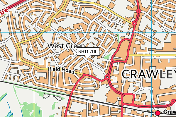 RH11 7DL map - OS VectorMap District (Ordnance Survey)