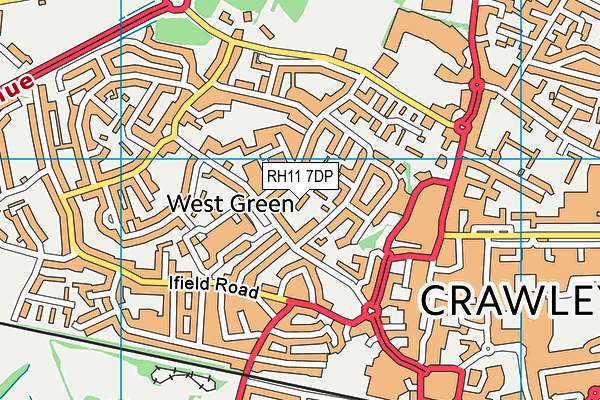 RH11 7DP map - OS VectorMap District (Ordnance Survey)