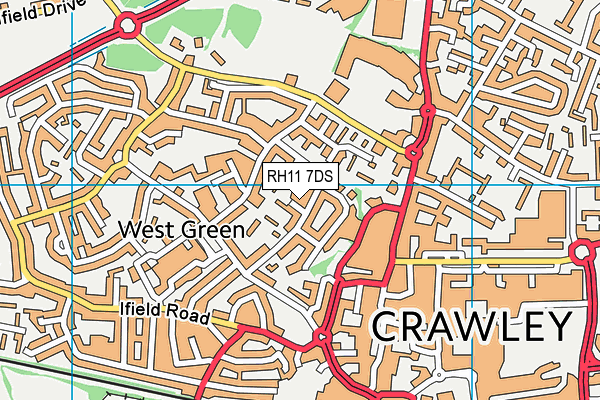 RH11 7DS map - OS VectorMap District (Ordnance Survey)