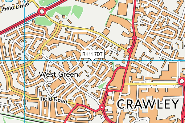 RH11 7DT map - OS VectorMap District (Ordnance Survey)