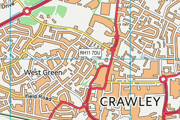 RH11 7DU map - OS VectorMap District (Ordnance Survey)